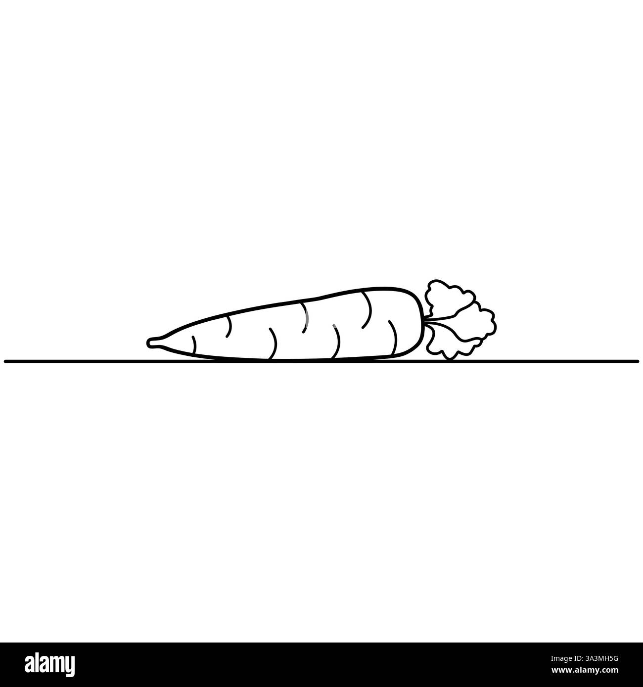 Una carota isolata delinea un'illustrazione vettoriale con un design continuo a una linea. Coltivare piante di carota con un vettore minimalista Illustrazione Vettoriale