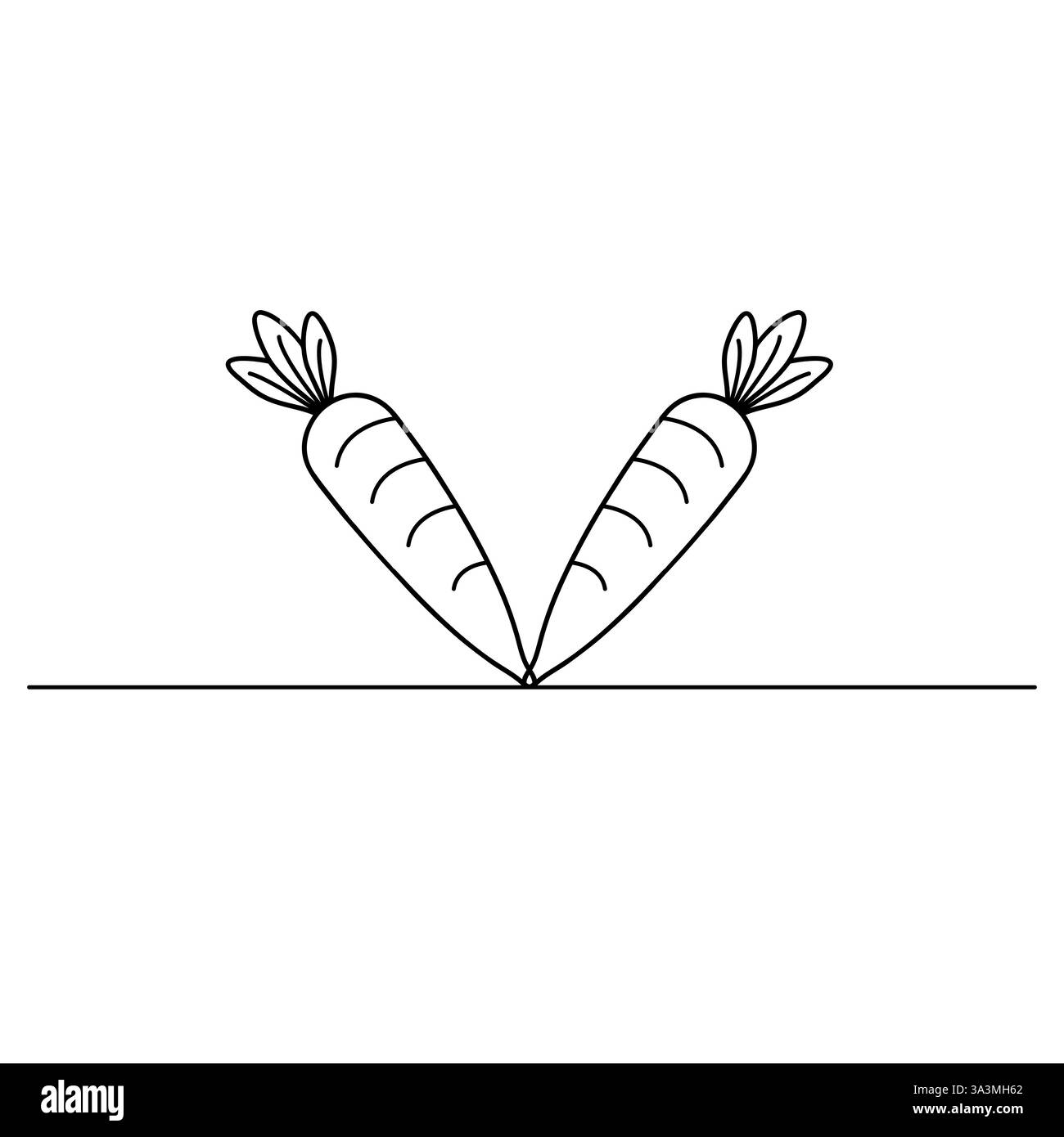 Una carota isolata delinea un'illustrazione vettoriale con un design continuo a una linea. Coltivare piante di carota con un vettore minimalista Illustrazione Vettoriale