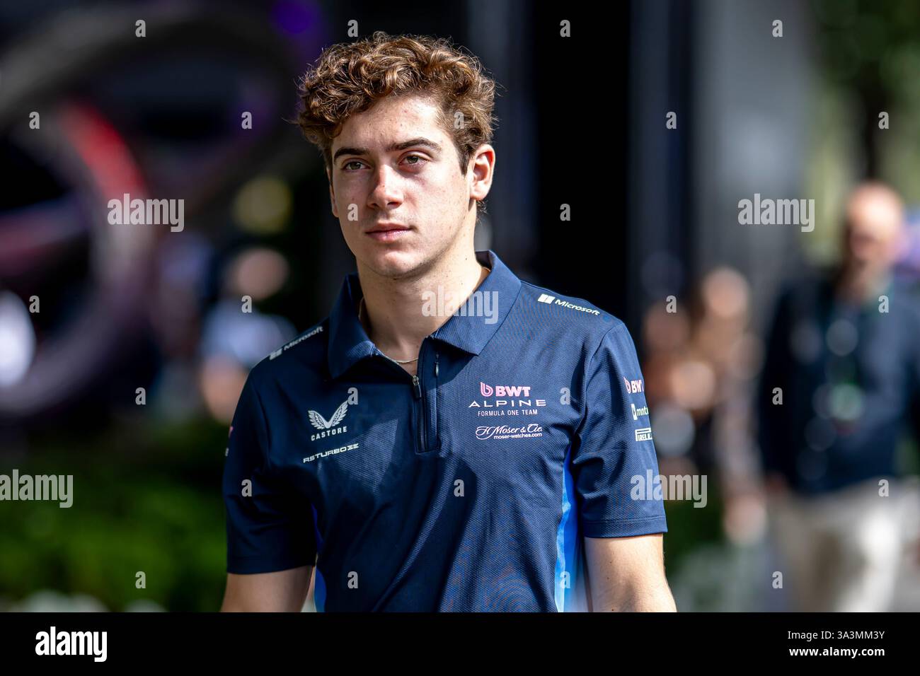 Melbourne, Australia, 15 marzo 2025, Franco Colapinto, il pilota di sviluppo del team alpino che partecipa alle qualificazioni al Gran Premio d'Australia 2025, che si svolgono a Melbourne, Australia. Crediti: Michael Potts/Alamy Live News Foto Stock