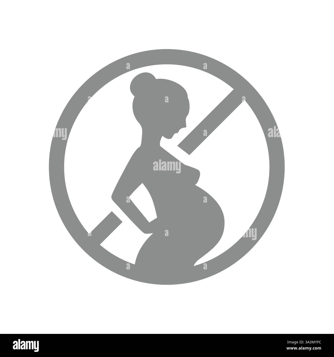 Nessun segno vettoriale di donne incinte. Non consentito, non adatto per l'icona del vettore di divieto di gravidanza. Illustrazione Vettoriale