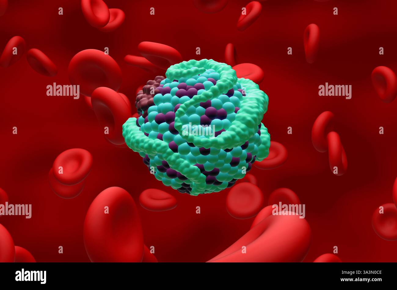 Colesterolo HDL (High-Density Lipoprotein) - Vista ravvicinata illustrazione 3d. Foto Stock