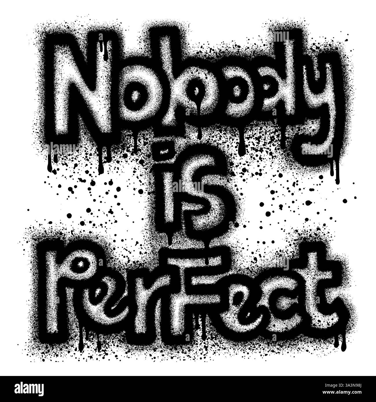 Spray Painted Graffiti nessuno è perfetto parola spruzzata isolata con uno sfondo bianco. Illustrazione Vettoriale