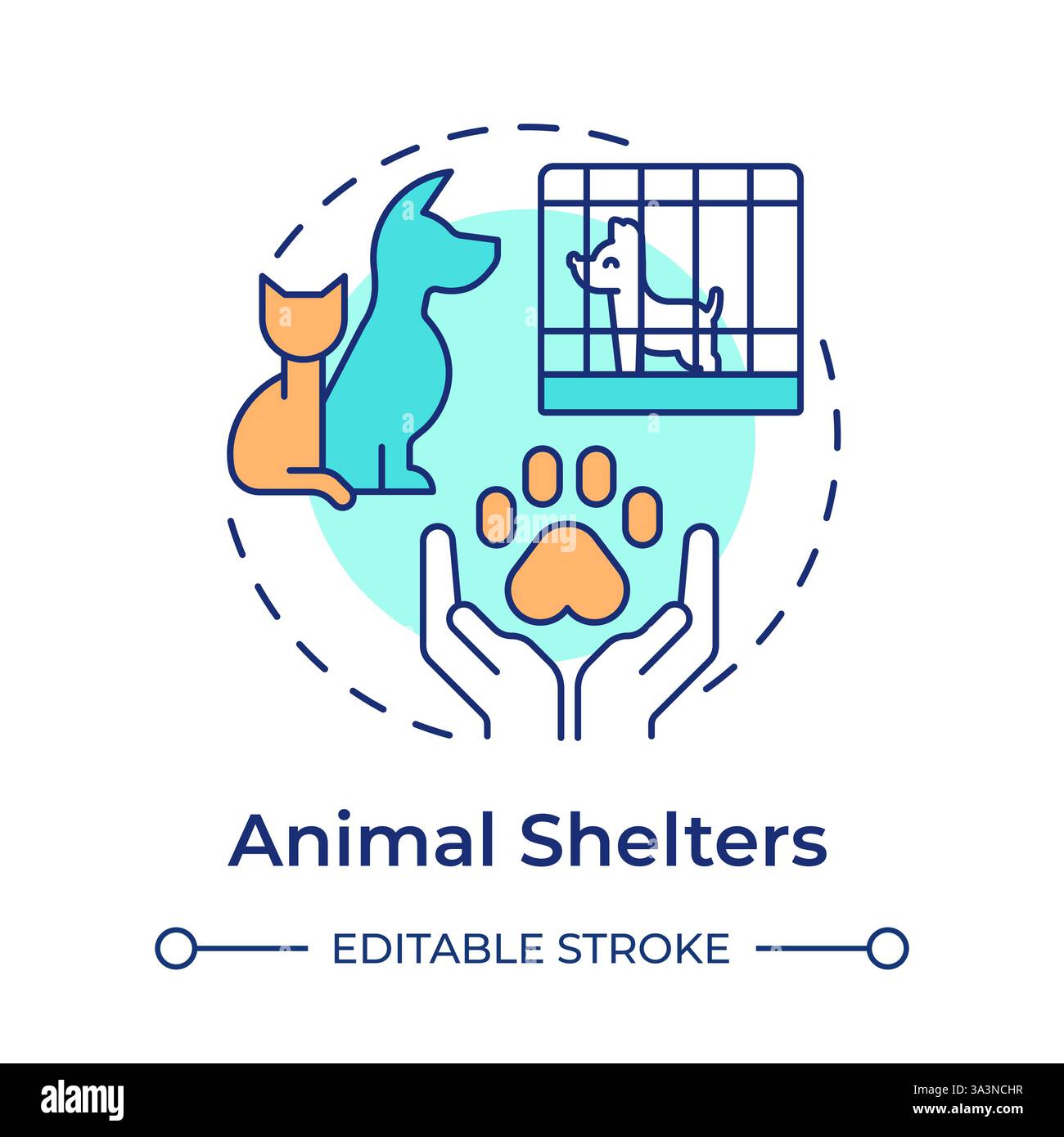 Icona Concept multicolore per rifugi animali Illustrazione Vettoriale