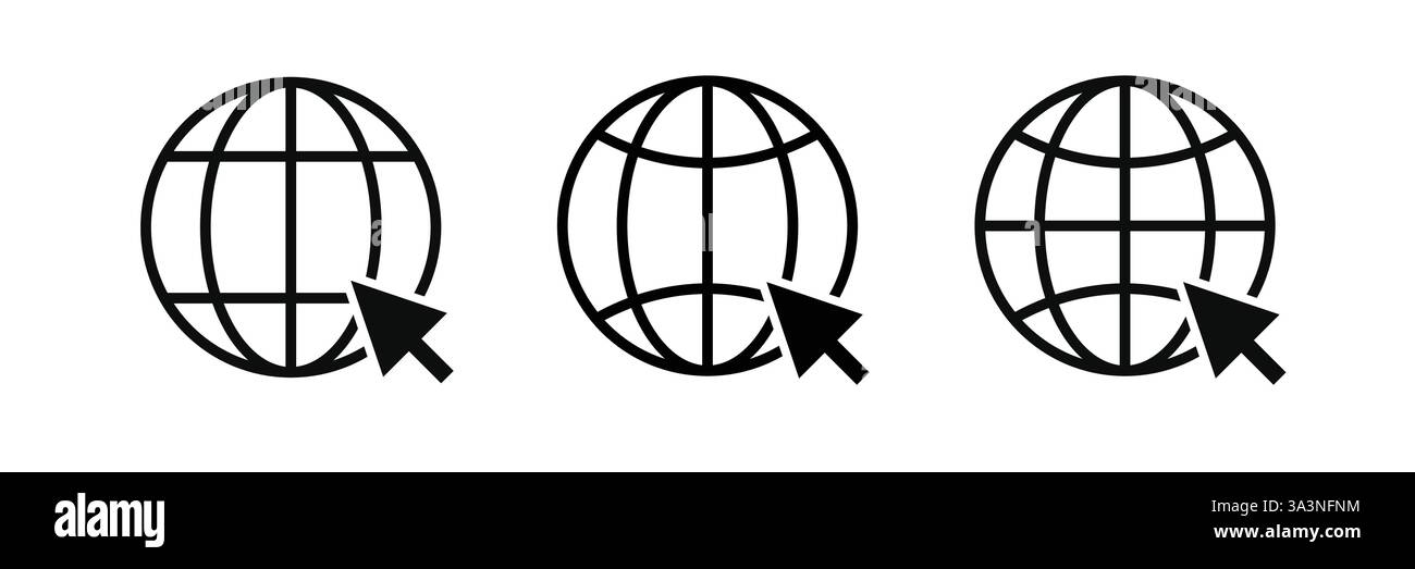 Icona WWW. World Wide Web. Simbolo del sito Web. Globo con testo www. Concetto di sito Internet. Illustrazione Vettoriale