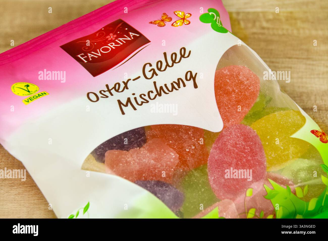 Tüte Oster-Gelee von Favorina vegan Foto Stock