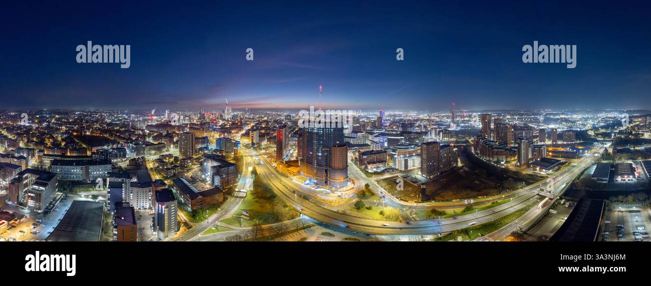Vista aerea panoramica del centro di Leeds Foto Stock