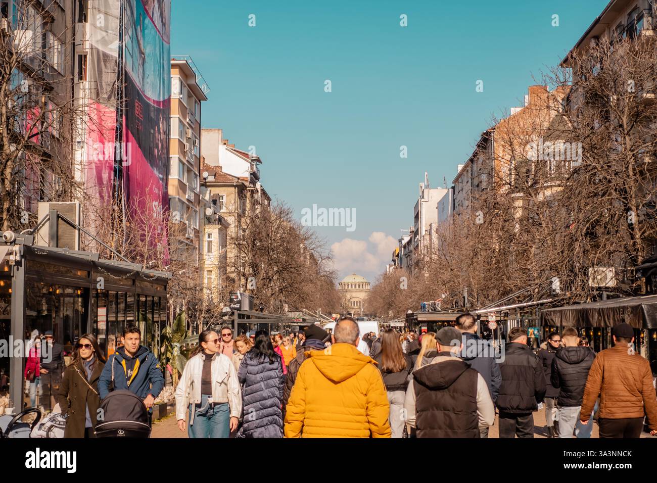 Sofia, Bulgaria - 2 febbraio 2025 - veduta candida di Vitosha Boulevard Foto Stock