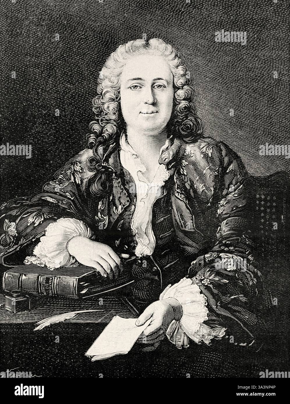 Francois-Joseph Hunauld (1701 – 1742) è stato un anatomista francese nato a Châteaubriant. Accademia delle Scienze, Professore e dimostratore di anatomia al Jardin du ROI. Vecchia illustrazione incisa del XIX secolo da la Nature 1907 Foto Stock