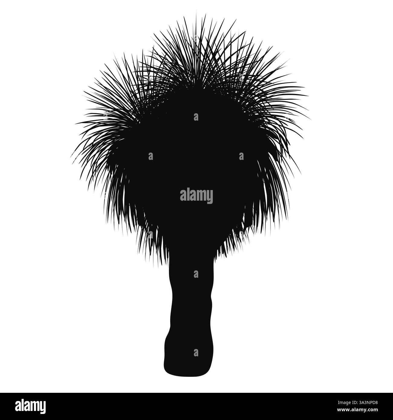 Illustrazione isolata della sagoma del vettore dell'albero Xanthorrhoea. L'albero dell'erba, elemento flora endemica nativa australiana. Illustrazione Vettoriale