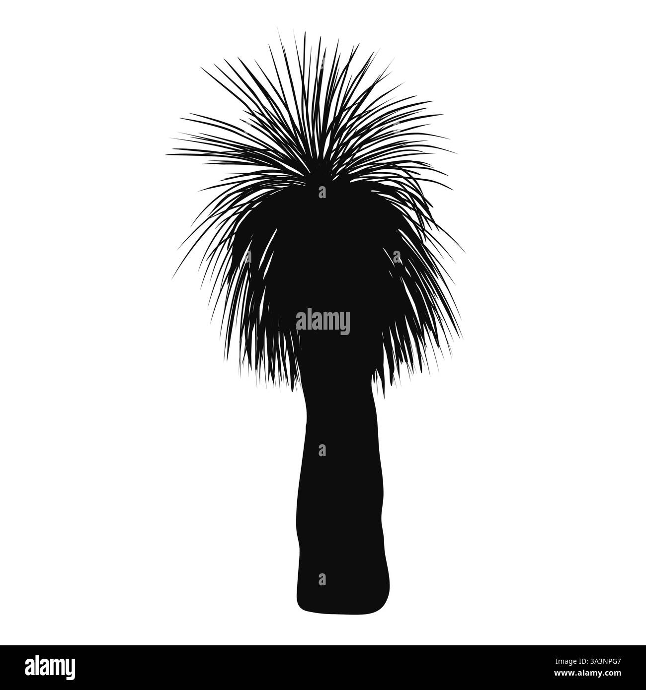 Illustrazione isolata della sagoma del vettore dell'albero Xanthorrhoea. L'albero dell'erba, elemento flora endemica nativa australiana. Illustrazione Vettoriale