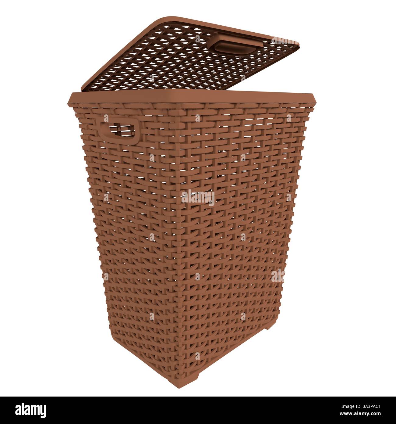 Cestello in tessuto marrone con coperchio adatto per lo stoccaggio o l'organizzazione in qualsiasi spazio. Foto Stock