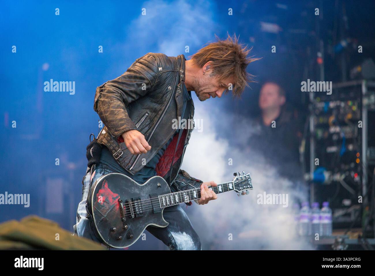 Headliner, il Prodigy chiude il Main Stage l'ultimo giorno al T in the Park nella sua nuova sede del Castello di Strathallen Foto Stock