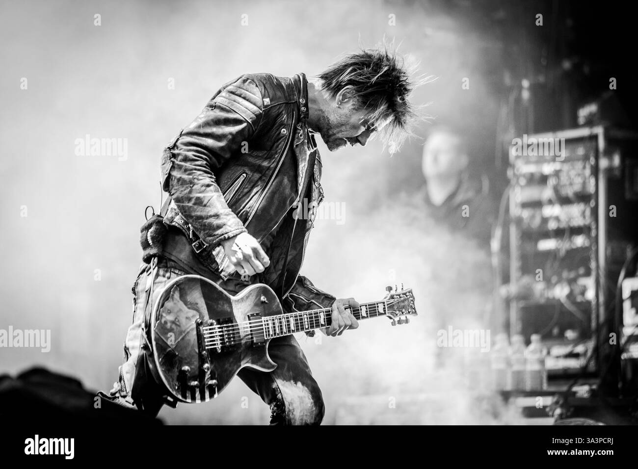 Headliner, il Prodigy chiude il Main Stage l'ultimo giorno al T in the Park nella sua nuova sede del Castello di Strathallen Foto Stock