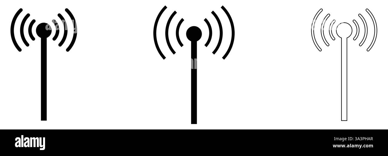 design isolato con icone a linea sottile della torre dell'antenna Illustrazione Vettoriale