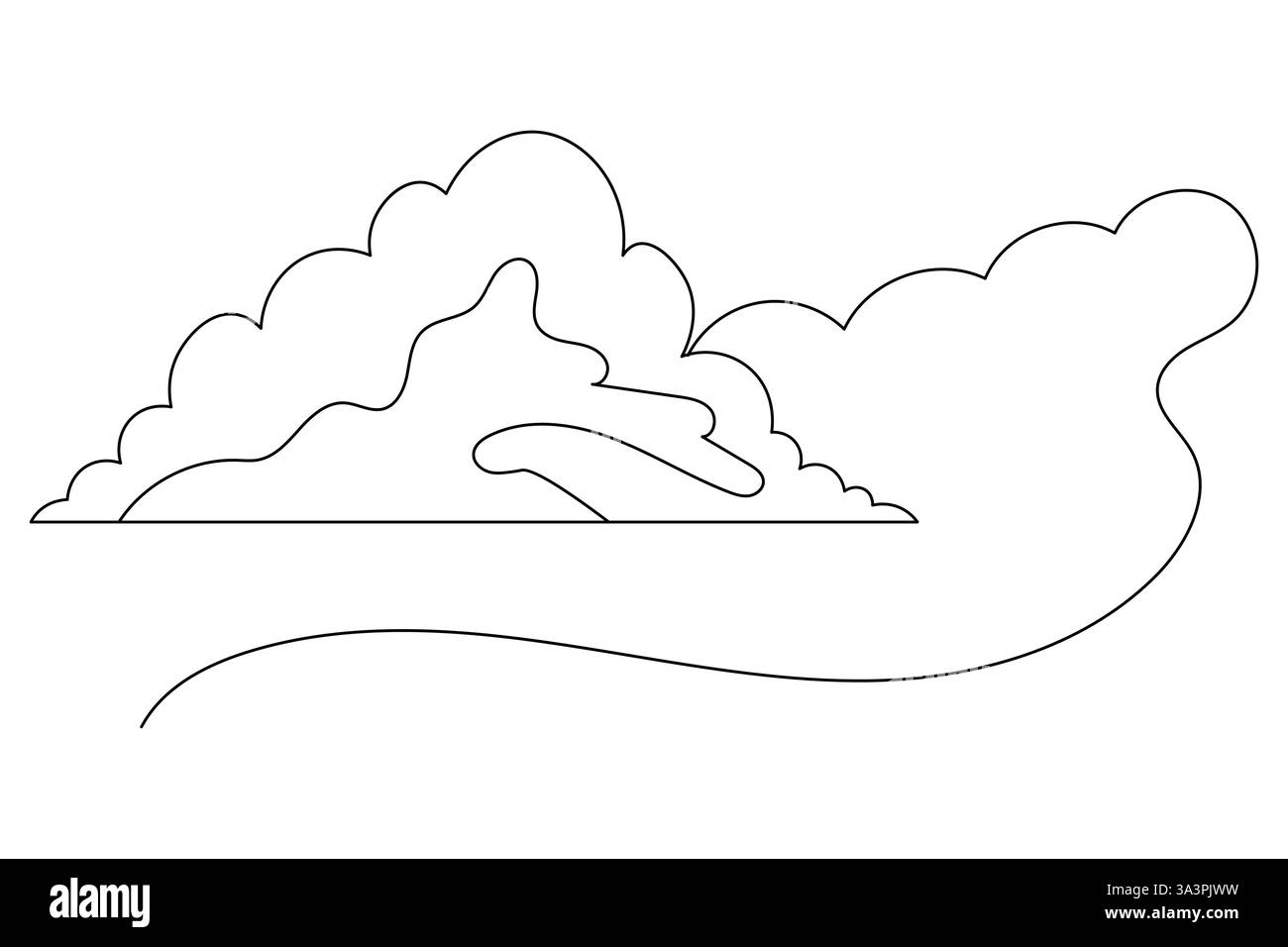 Fumare una linea art di un disegno vettoriale di contorno isolato Illustrazione Vettoriale