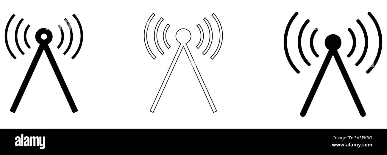 Icona della torre del telefono cellulare su sfondo bianco. Tecnologia wireless. Icona, pulsante, elemento grafico Illustrazione Vettoriale