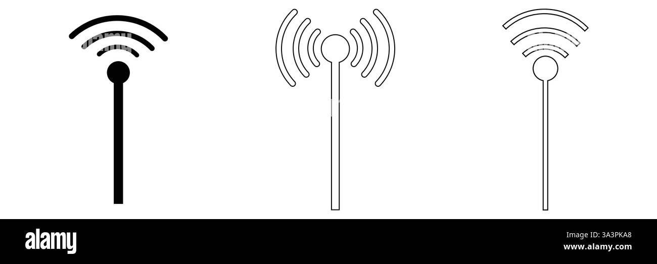 design isolato con icone a linea sottile della torre dell'antenna Illustrazione Vettoriale