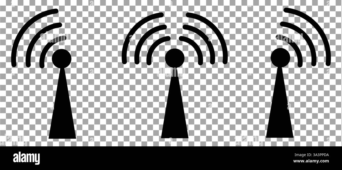 Cantare la rete della torre, icona della rete della torre, icona dell'antenna, icona della radio, icona wireless Illustrazione Vettoriale