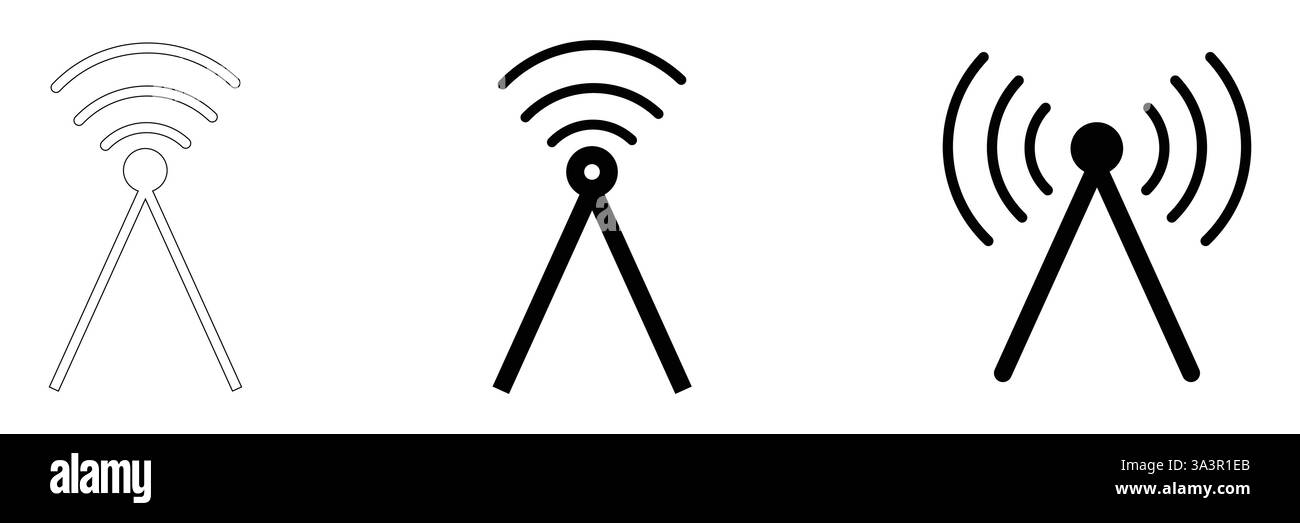 Antenna icona a torre in stile appartamento. Broadcasting illustrazione vettoriale bianco su sfondo isolato. Wifi concetto di business. Illustrazione Vettoriale