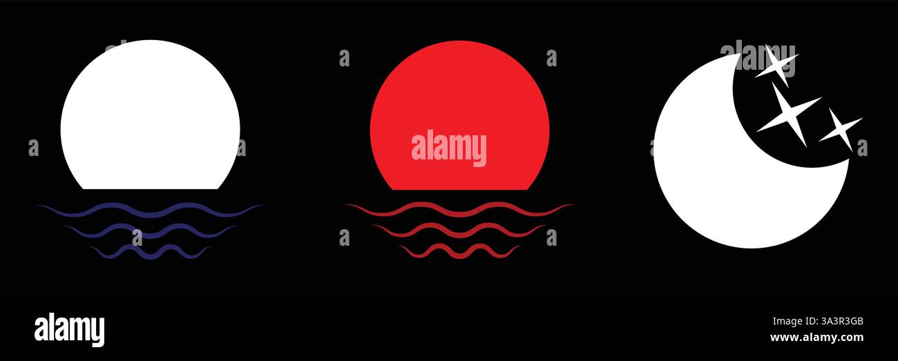 Icona del vettore sole e luna. Simbolo glyph riempito di notte e di giorno. Illustrazione Vettoriale