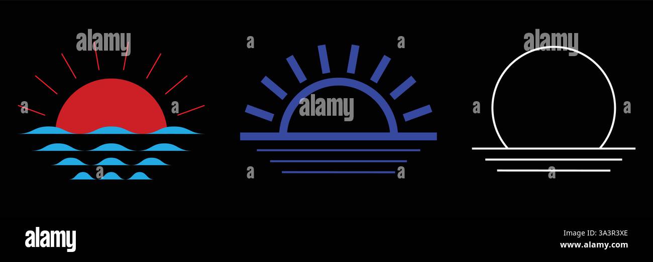 Giorno Mattina sera notte icona impostare Illustrazione Vettoriale