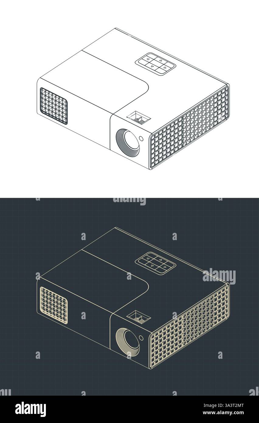 Illustrazioni vettoriali stilizzate di disegni di un proiettore multimediale Illustrazione Vettoriale