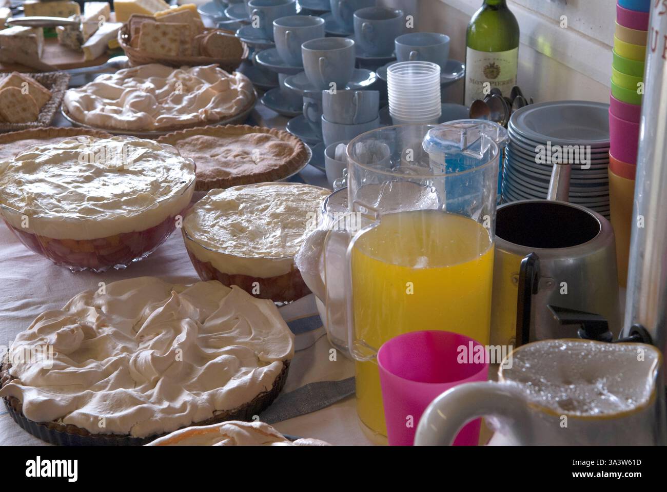 Il tè della squadra di cricket England Village Life è pronto per essere servito nel padiglione del cricket del villaggio. Ebernoe, Sussex, Inghilterra. 2010S 2015 UK HOMER SYKES Foto Stock