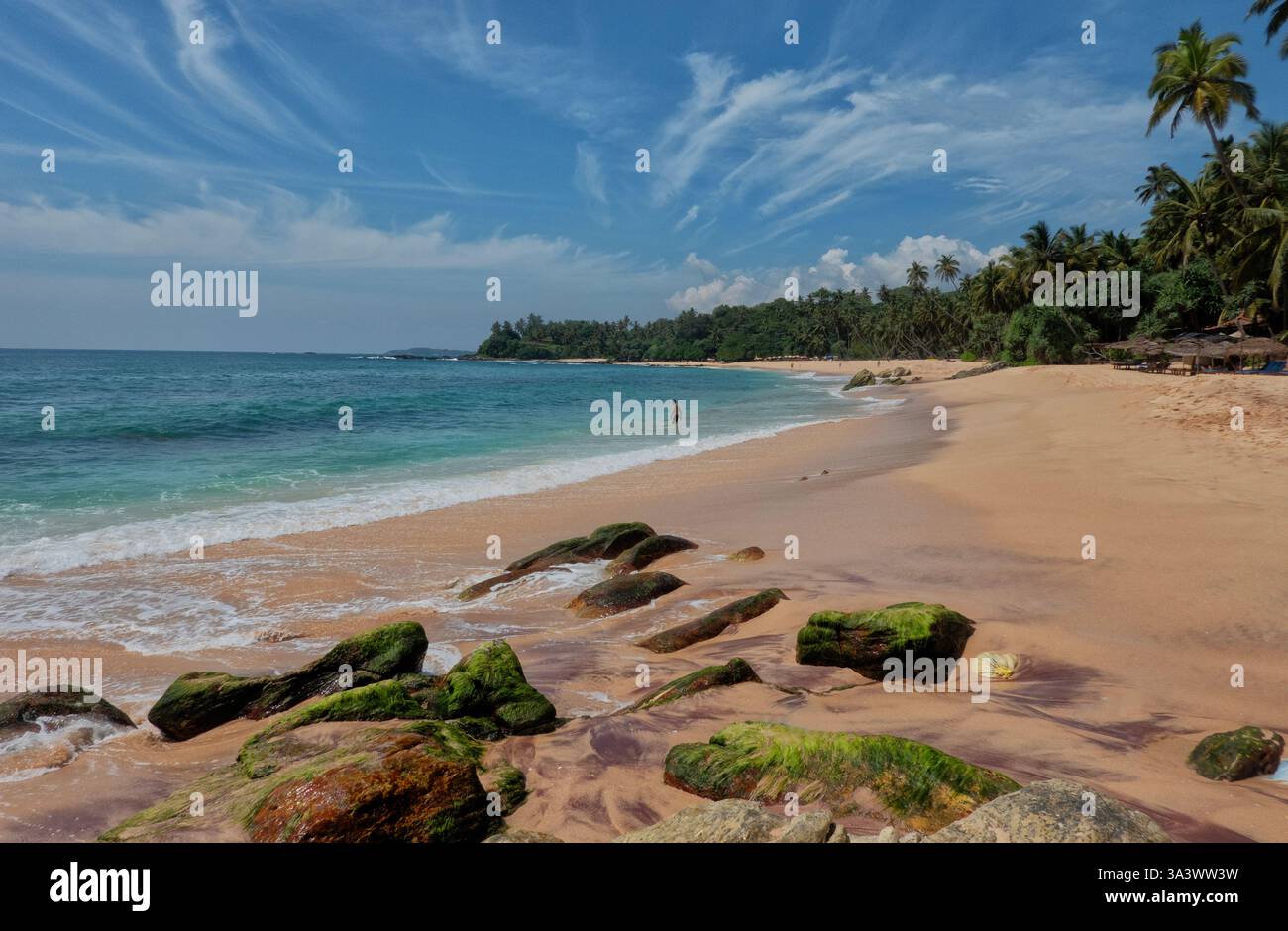 Splendida spiaggia silenziosa, Tangalle, Sri Lanka Foto Stock