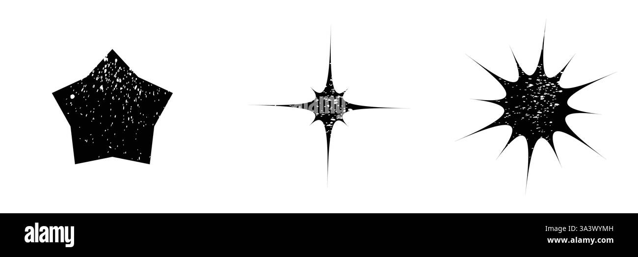 Illustrazione vettoriale della silhouette a stella Grunge. Texture timbro di gomma . Illustrazione Vettoriale