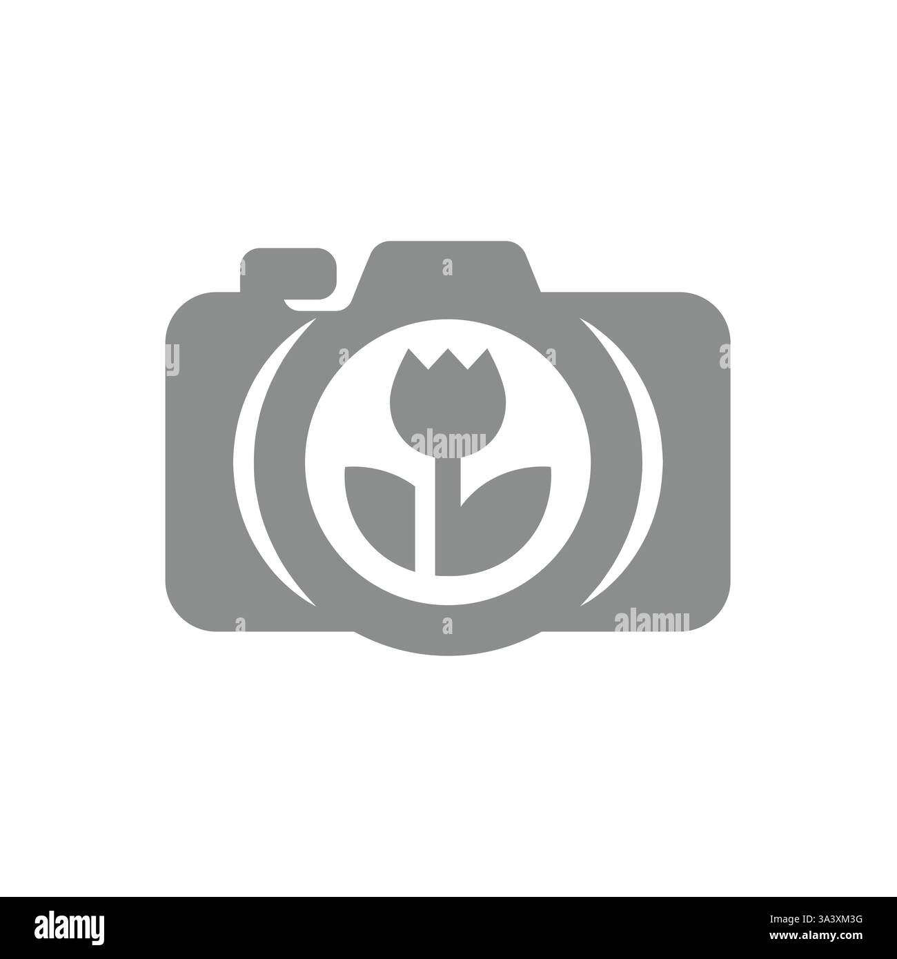 Macrofotografia e fotocamera. Macrofotografia con icona vettoriale di fiori. Illustrazione Vettoriale