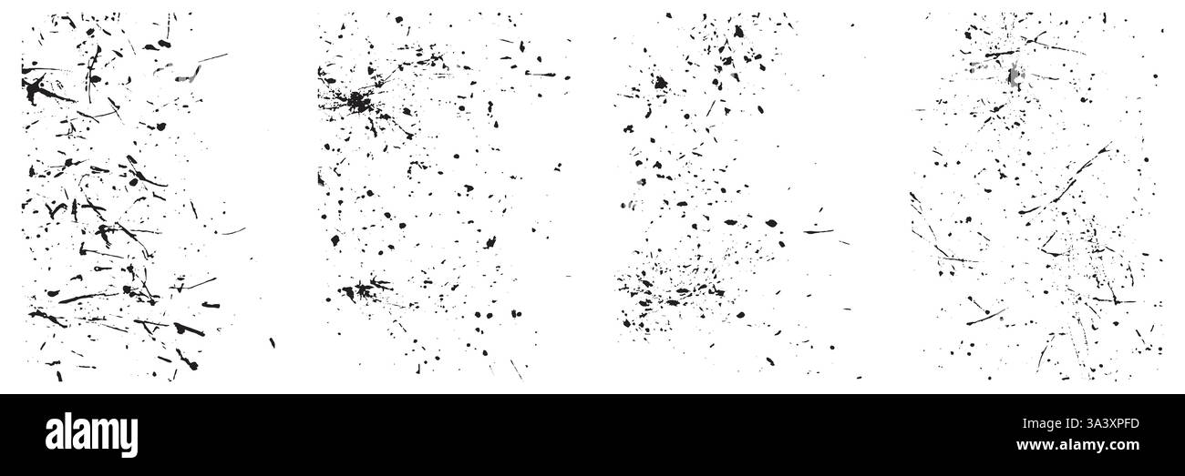 Neve, stelle, luci scintillanti, gocce di pioggia su sfondo nero. Rumore vettore astratto. Piccole particelle di detriti e polvere. Illustrazione Vettoriale