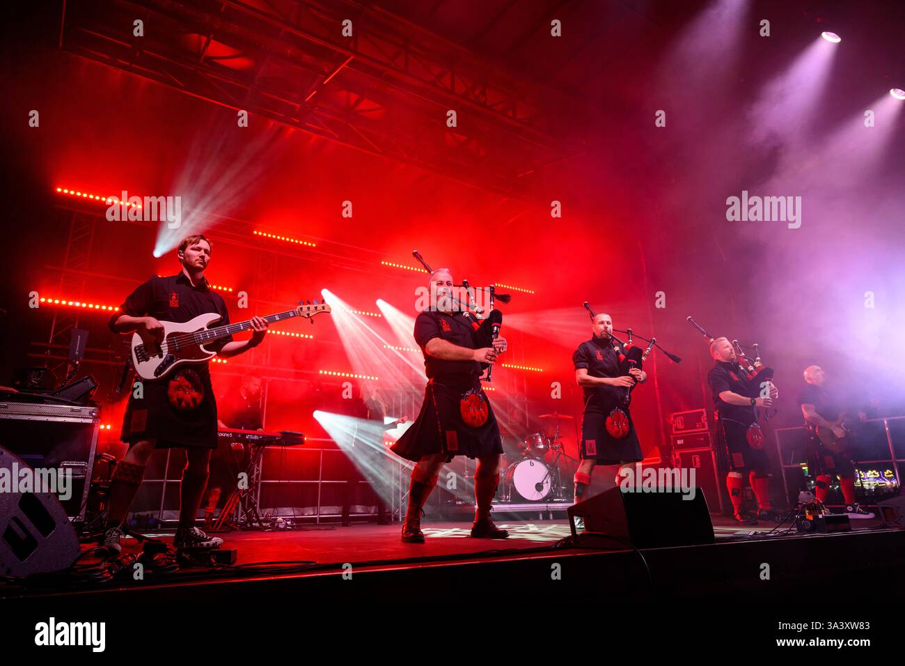Fawkes Festival, Highland Centre, Edimburgo, Red Hot Chilli Pipers Foto Stock