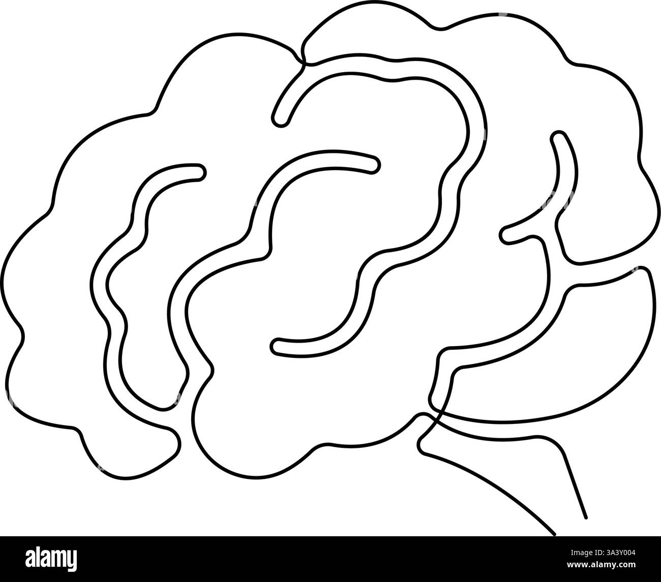 Cervello umano disegno continuo su una linea di illustrazione vettoriale di intelligenza Illustrazione Vettoriale