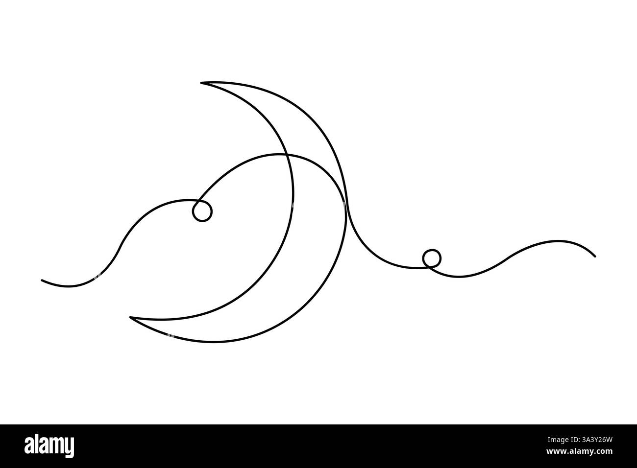 Moon Continuous one line art drawing of Ramadan Kareem and Eid in Outline Vector Illustration Illustrazione Vettoriale