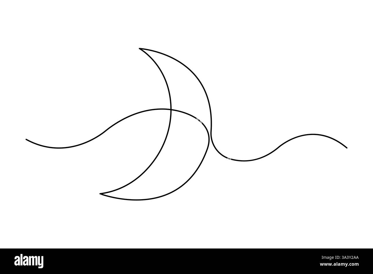 Moon Continuous one line art drawing of Ramadan Kareem and Eid in Outline Vector Illustration Illustrazione Vettoriale