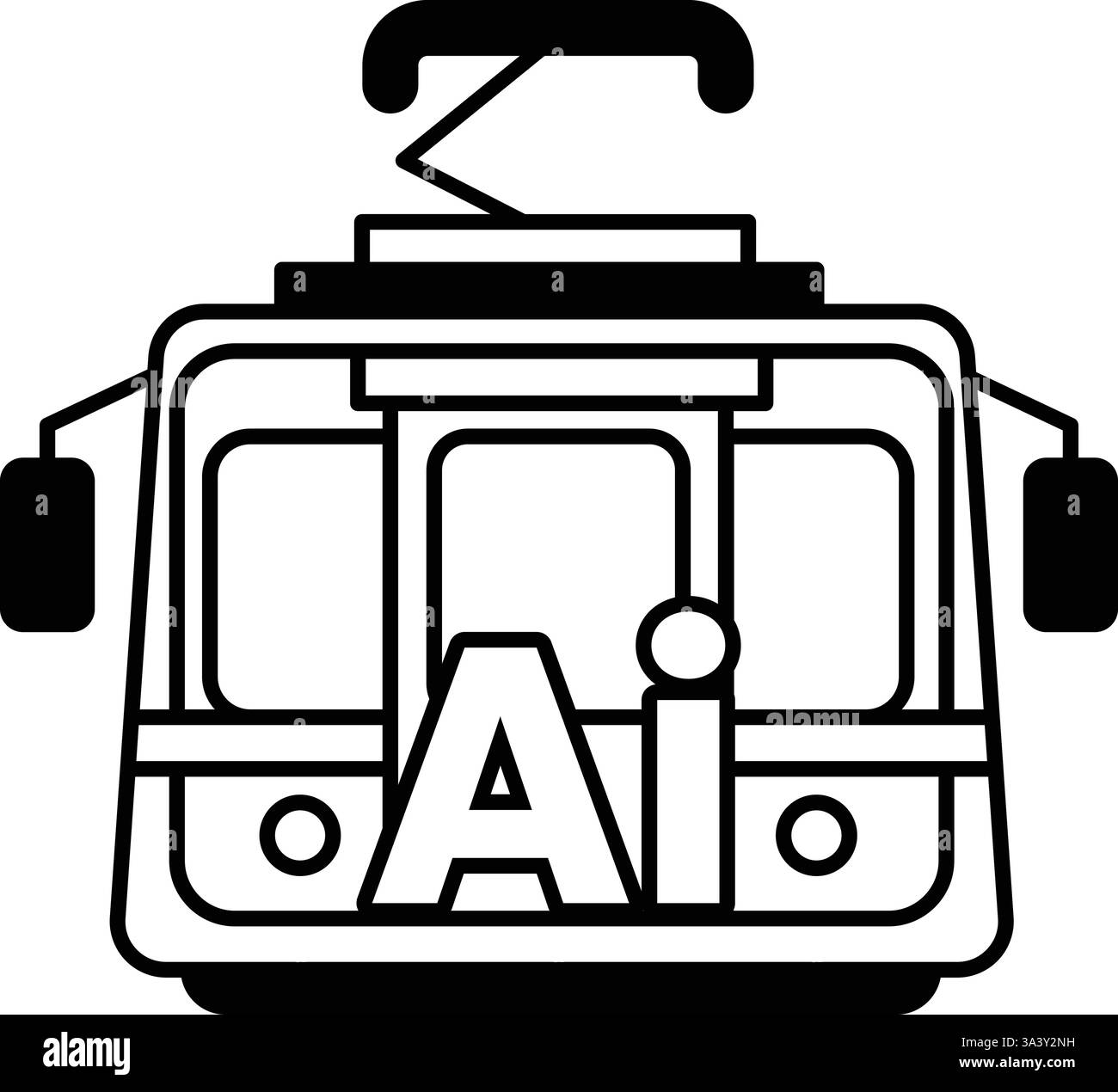 Un treno con le lettere ai su di esso in stile bianco e nero Illustrazione Vettoriale Un treno con le lettere ai su di esso in stile bianco e nero Illustrazione Vettoriale