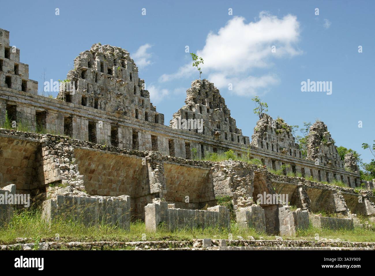 Messico. Yucatan. Uxmal. Casa dei Doves. Roofcomb del dove-cotes. Stile Puuc. 600-900 CE. Foto Stock