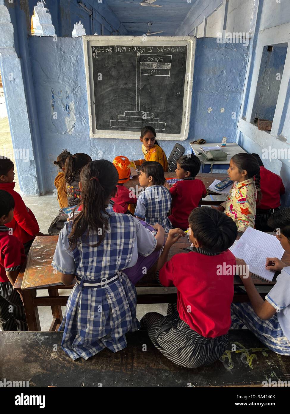 Rajasthan , India - bambini in classe , scuola Foto Stock