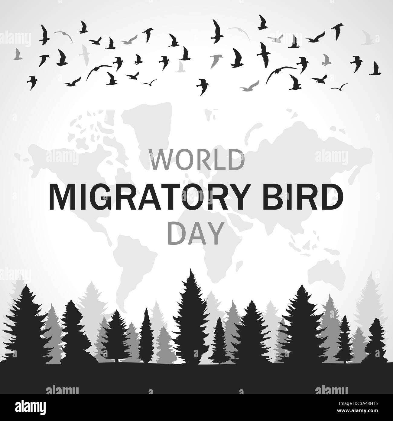 Giornata mondiale degli uccelli migratori. Illustrazione vettoriale. Adatto per poster, banner, sfondo e biglietti d'auguri Illustrazione Vettoriale