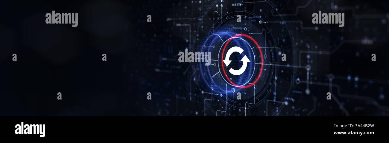 Concetto di aggiornamento del software: Garantire l'efficienza del sistema tramite aggiornamenti software regolari. Foto Stock
