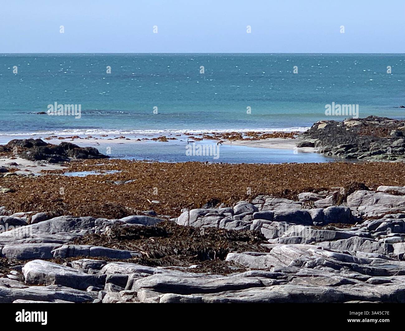 Eriskay barra Isola di South Uist Rubha Ban Costa Occidentale delle Isole scozzesi tempo Kildonan Land Island calda spiaggia soleggiata Foto Stock