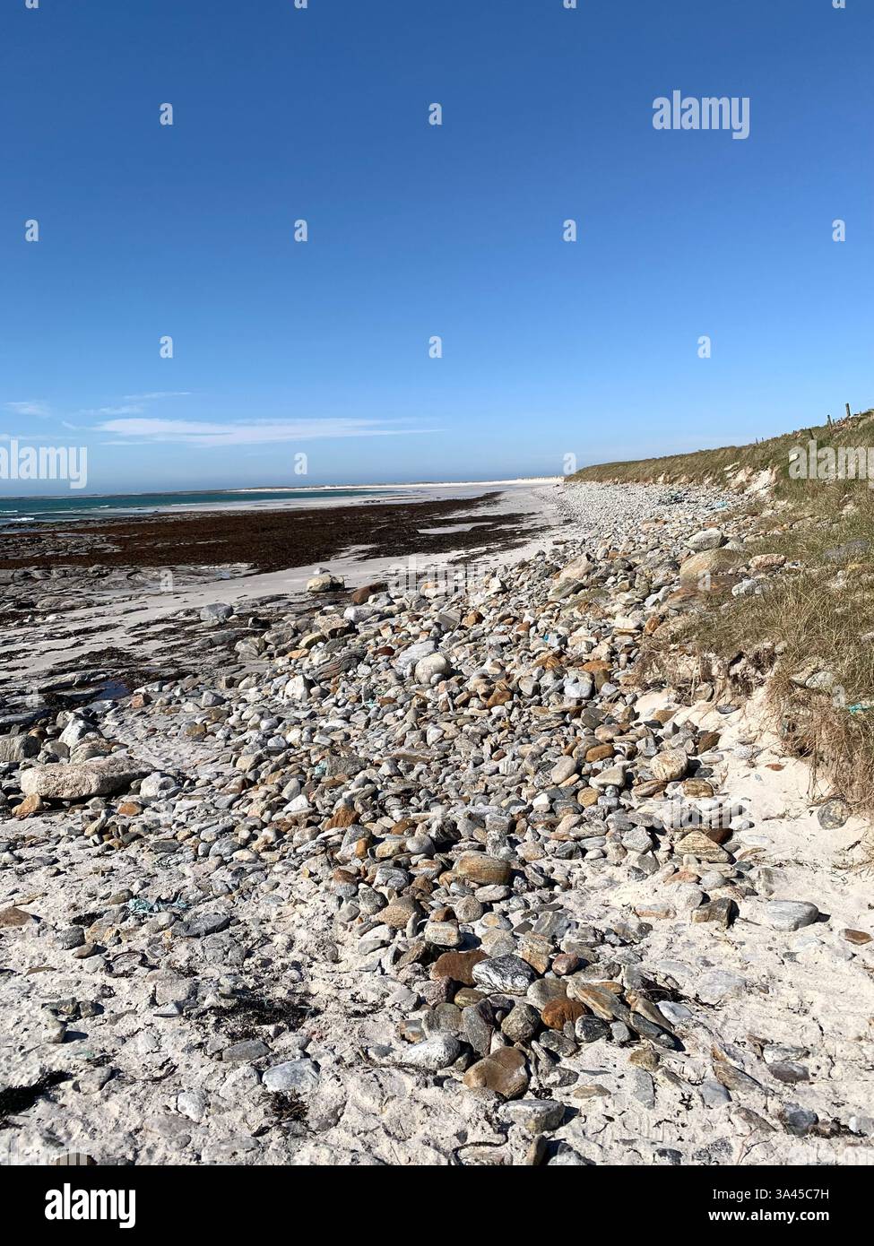 Eriskay barra Isola di South Uist Rubha Ban Costa Occidentale delle Isole scozzesi tempo Kildonan Land Island calda spiaggia soleggiata Foto Stock