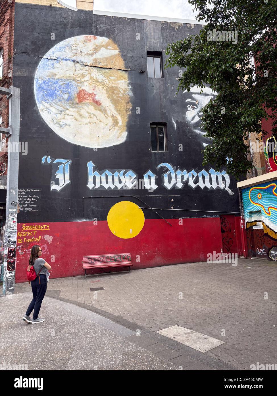 Newtown, muro murale australiano a Newtown con tema 'i have a Dream'. Foto Stock
