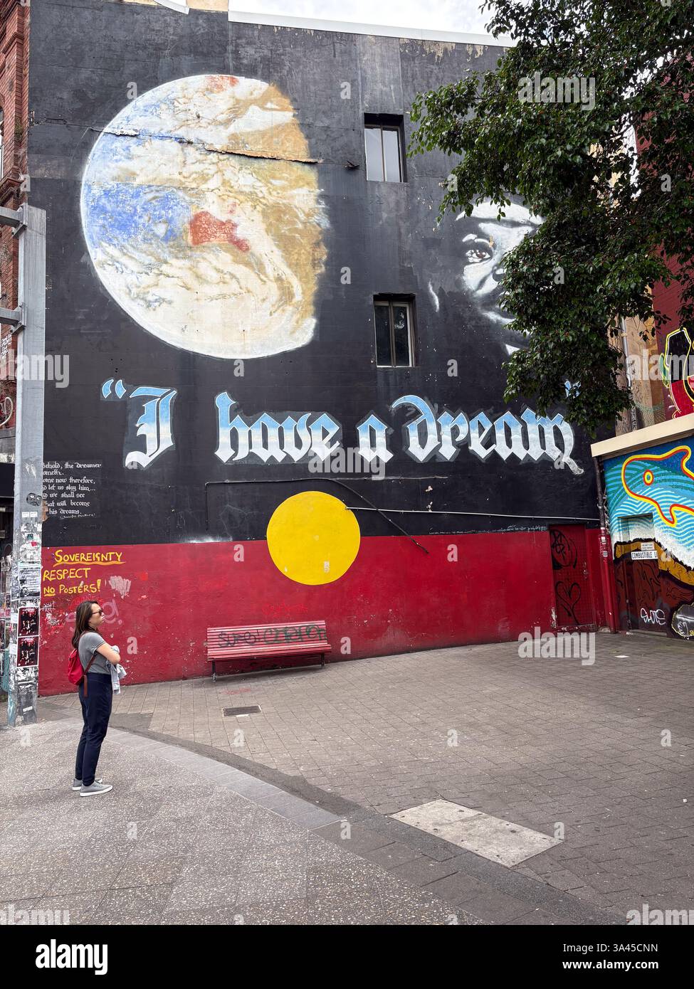 Newtown, muro murale australiano a Newtown con tema 'i have a Dream'. Foto Stock