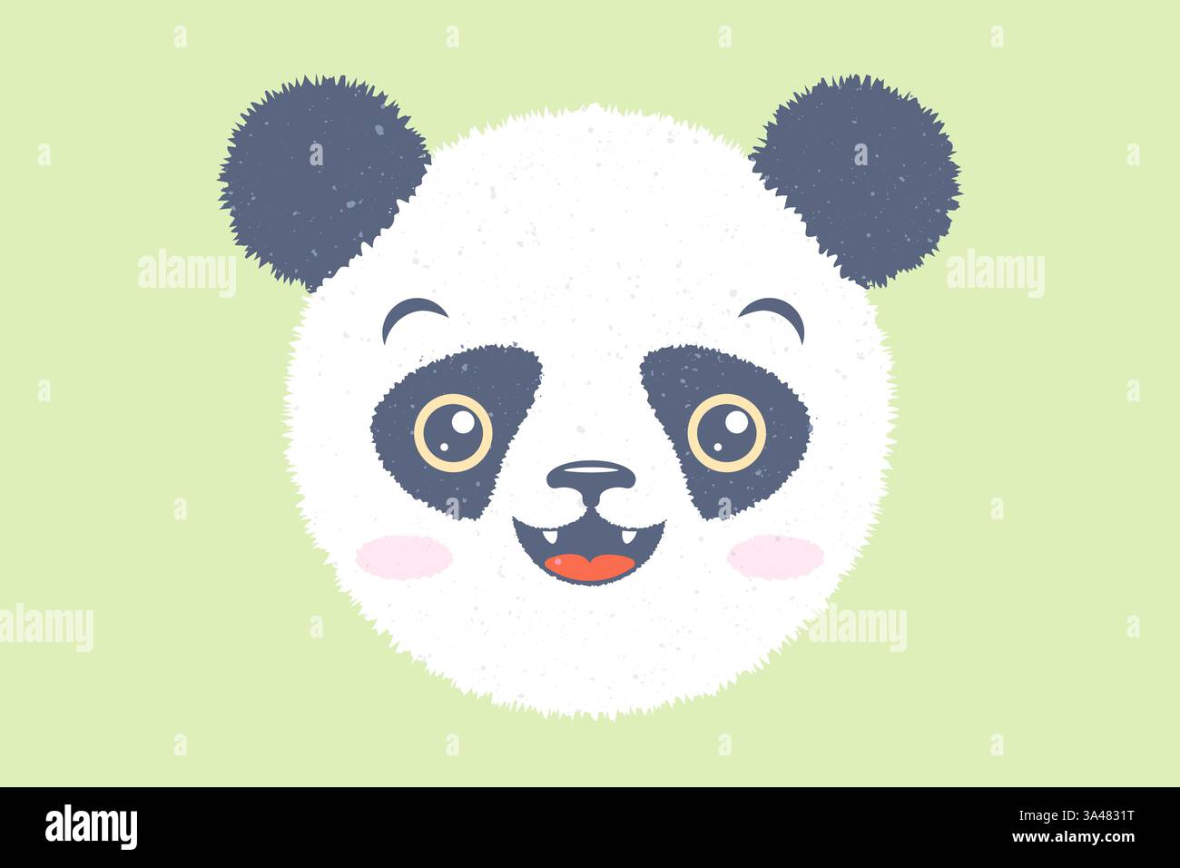 Illustrazione vettoriale della testa di un panda per bambini. Icona vettoriale del panda kawaii per la festa dei bambini. Emoji di orso di panda. Illustrazione Vettoriale