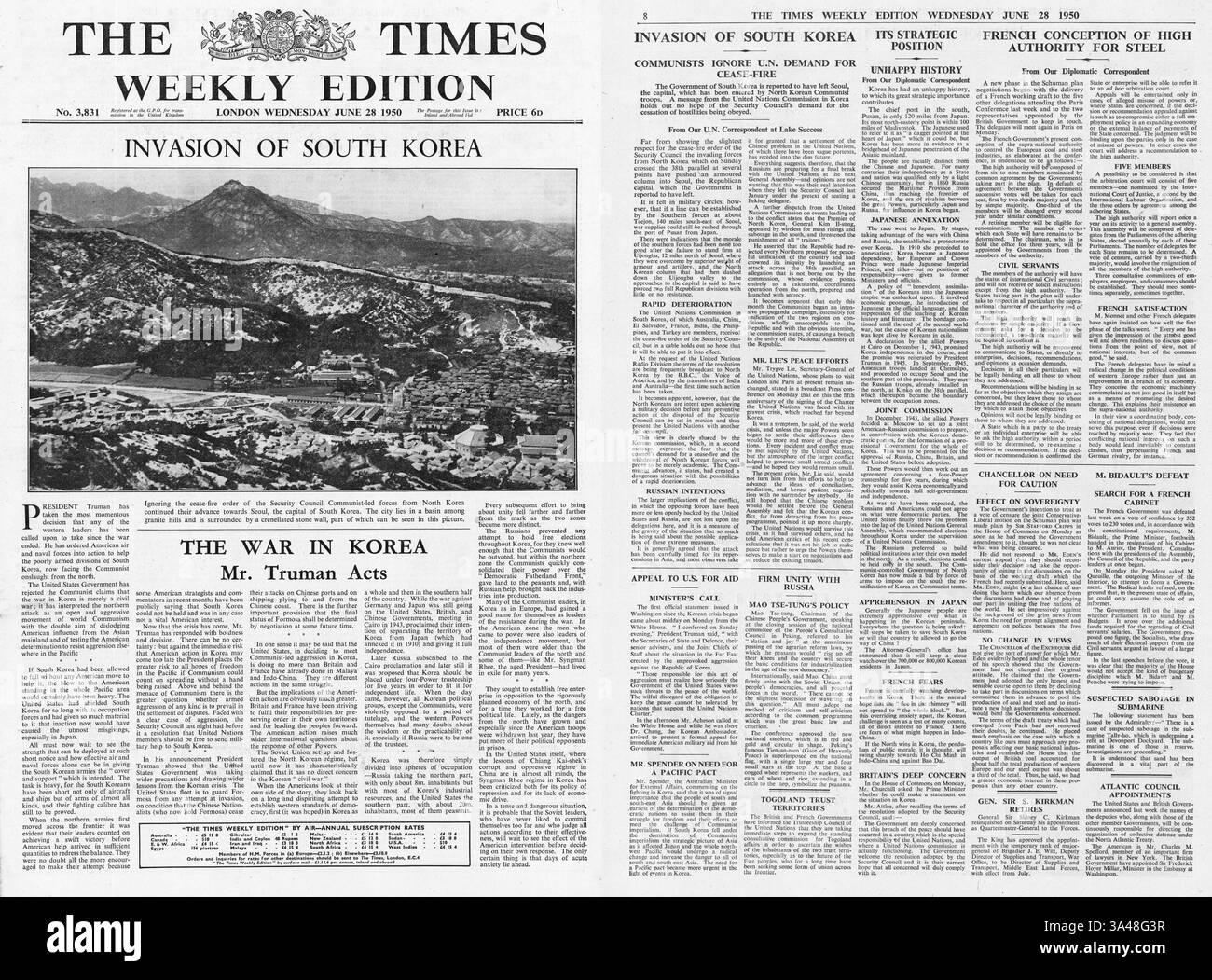 1950 volte Weekly Edition invasione della Corea del Sud Foto Stock