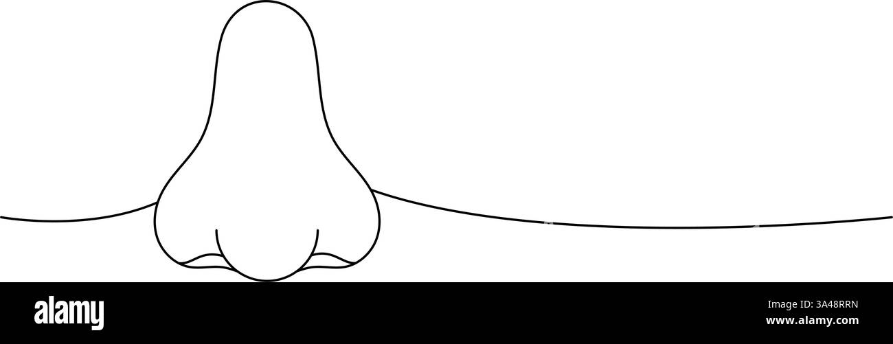 Disegno continuo di una linea del naso. Illustrazione continua di una linea per organo interno umano. Illustrazione Vettoriale