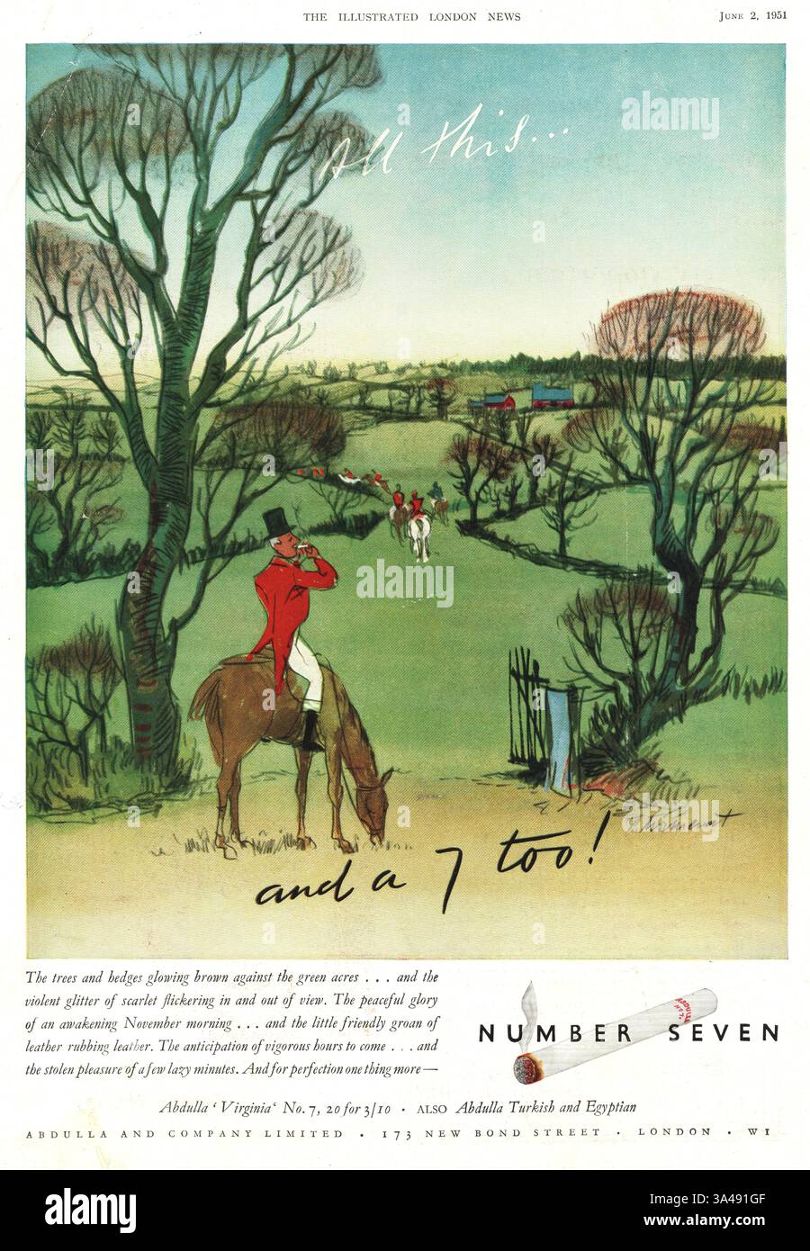 1951 annuncio pubblicitario britannico numero sette sigarette Foto Stock