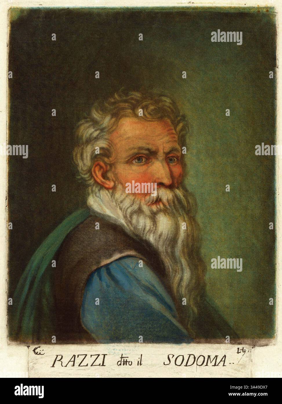 1545 c., ITALIA : il celebre pittore italiano GIOVANNI ANTONIO BAZZI detto il SODOMA ( Giannantonio razzi , 1477 - 1549 ). Inciso da Carlo Lasinio , su autoritratto di il Sodoma , tipografo di Labrelis . - STORIA - FOTO STORICHE - RITRATTO - RITRATTO - barba - ARTE - ARTI VISIVE - ARTI VISIVE - PITTORE - incisione - illustrazione - illustratore - PITTORE - RINASCIMENTO - RINASCIMENTO - GAY - omosessuale - omosessuale - omosessualità - LGBTQ - LGBT -- ARCHIVIO GBB Foto Stock