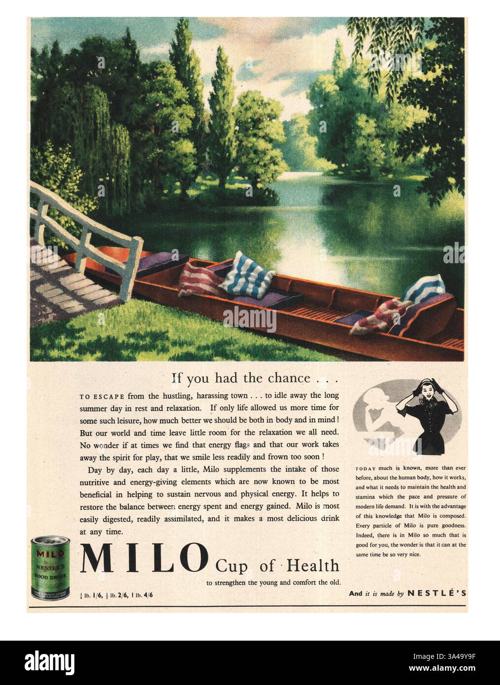 1952 pubblicità britannica Nestle's Milo Food drink Foto Stock